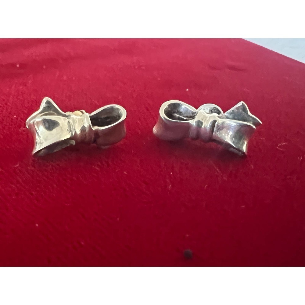 Authentic 925 Sterling Silver Cartier Bow Earrings Vintage